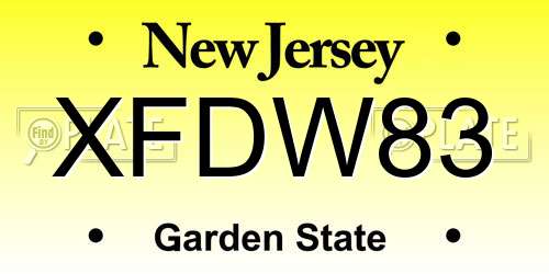 XFDW83 New Jersey License Plate