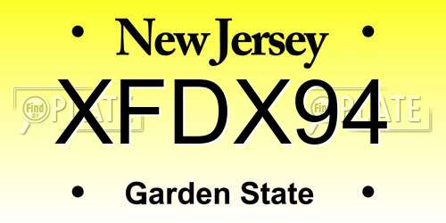 XFDX94 New Jersey License Plate