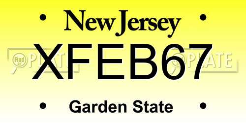 XFEB67 New Jersey License Plate