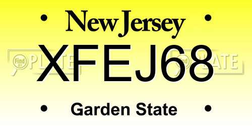 XFEJ68 New Jersey License Plate