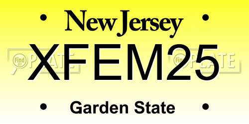 XFEM25 New Jersey License Plate