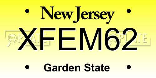 XFEM62 New Jersey License Plate