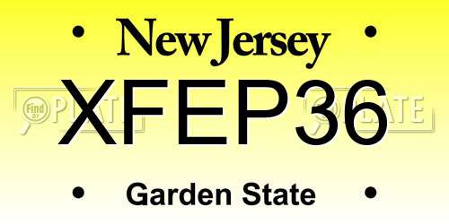XFEP36 New Jersey License Plate
