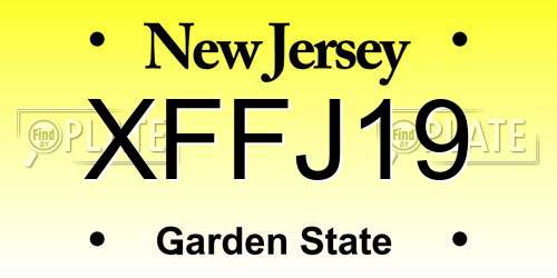 XFFJ19 New Jersey License Plate
