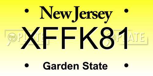 XFFK81 New Jersey License Plate