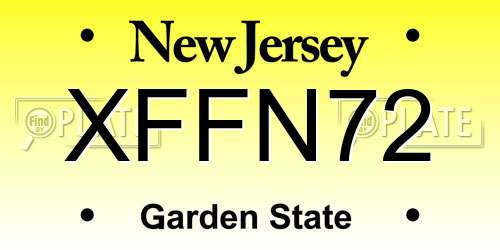 XFFN72 New Jersey License Plate