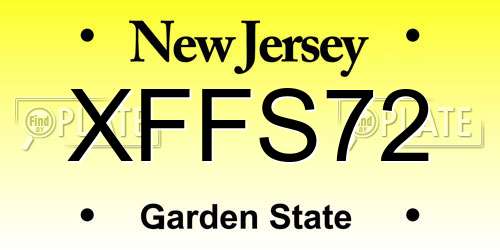 XFFS72 New Jersey License Plate