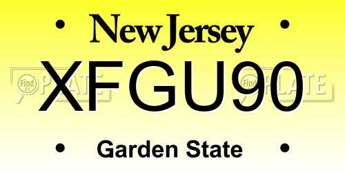 XFGU90 New Jersey License Plate