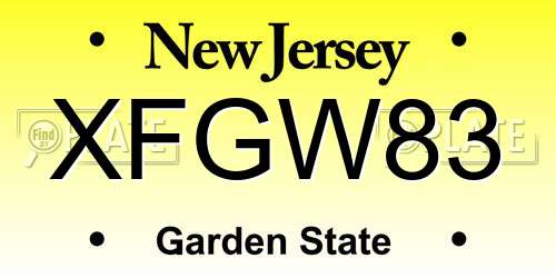 XFGW83 New Jersey License Plate