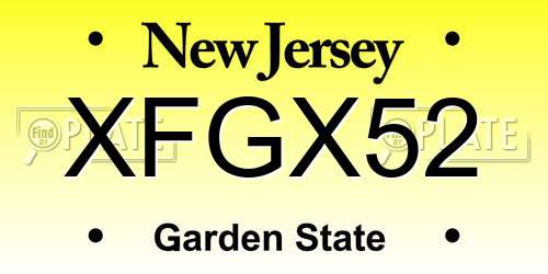 XFGX52 New Jersey License Plate