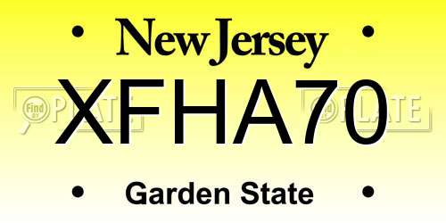 XFHA70 New Jersey License Plate