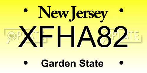 XFHA82 New Jersey License Plate