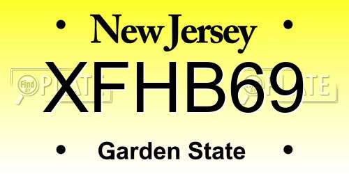 XFHB69 New Jersey License Plate