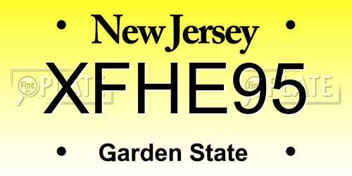 XFHE95 New Jersey License Plate