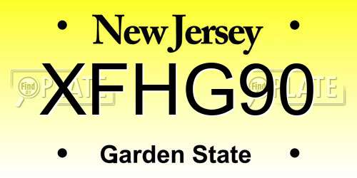 XFHG90 New Jersey License Plate
