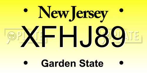 XFHJ89 New Jersey License Plate