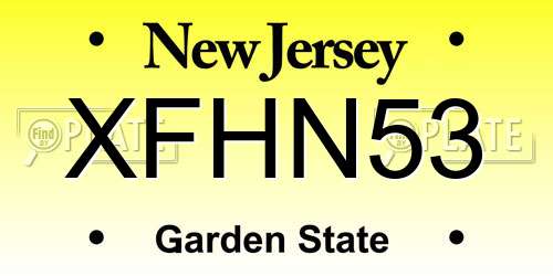 XFHN53 New Jersey License Plate