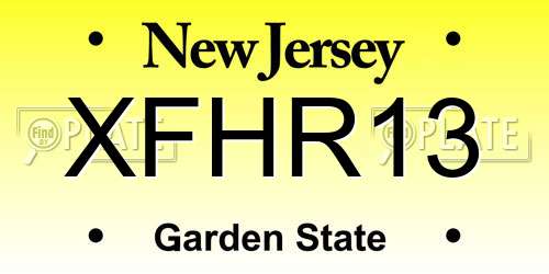 XFHR13 New Jersey License Plate