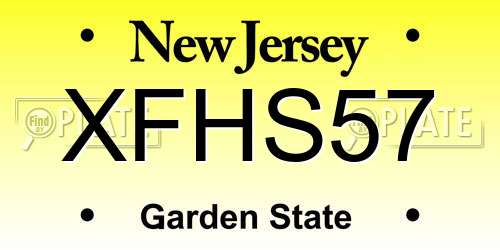 XFHS57 New Jersey License Plate