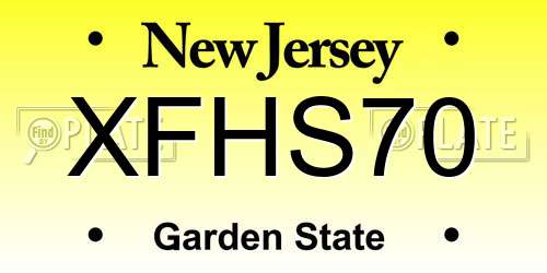 XFHS70 New Jersey License Plate