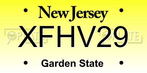 XFHV29 New Jersey License Plate