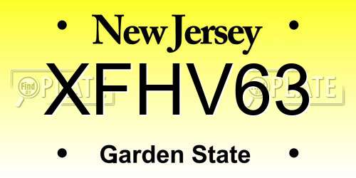 XFHV63 New Jersey License Plate