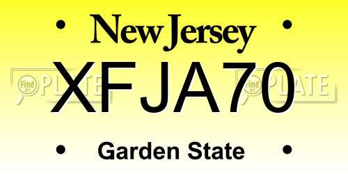 XFJA70 New Jersey License Plate