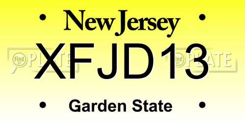 XFJD13 New Jersey License Plate