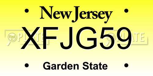 XFJG59 New Jersey License Plate