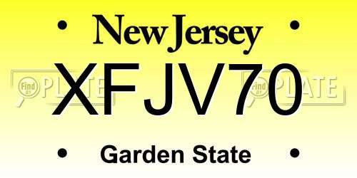 XFJV70 New Jersey License Plate