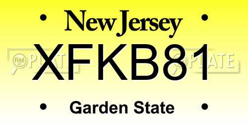XFKB81 New Jersey License Plate