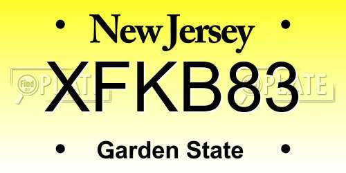 XFKB83 New Jersey License Plate