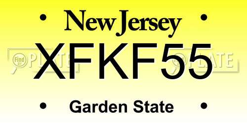XFKF55 New Jersey License Plate