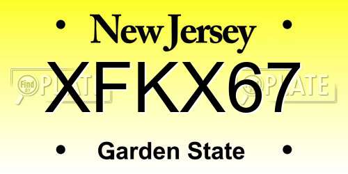 XFKX67 New Jersey License Plate