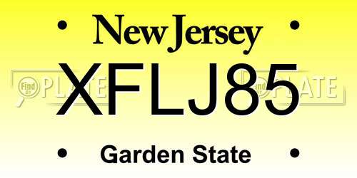 XFLJ85 New Jersey License Plate