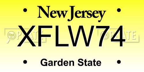 XFLW74 New Jersey License Plate