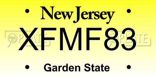 XFMF83 New Jersey License Plate