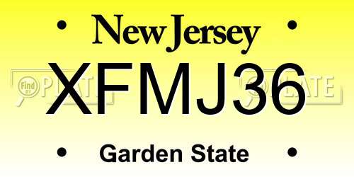 XFMJ36 New Jersey License Plate