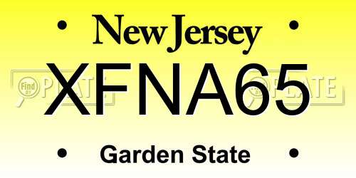 XFNA65 New Jersey License Plate