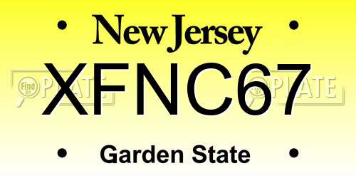 XFNC67 New Jersey License Plate