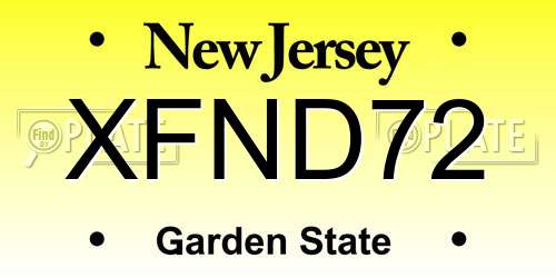 XFND72 New Jersey License Plate