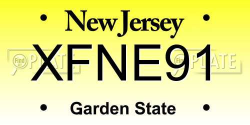 XFNE91 New Jersey License Plate