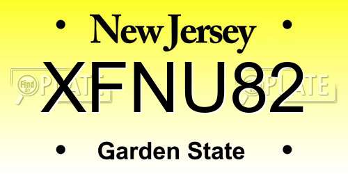 XFNU82 New Jersey License Plate