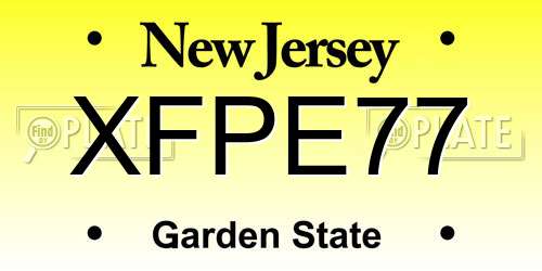 XFPE77 New Jersey License Plate