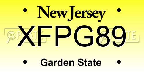 XFPG89 New Jersey License Plate