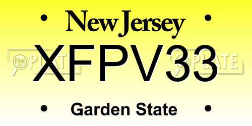 XFPV33 New Jersey License Plate