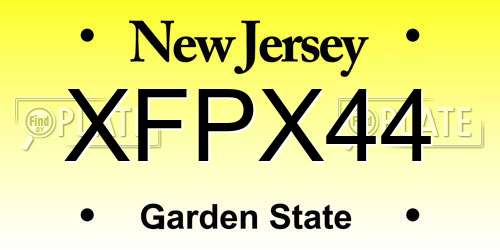 XFPX44 New Jersey License Plate