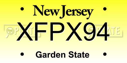 XFPX94 New Jersey License Plate
