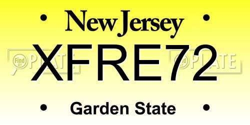XFRE72 New Jersey License Plate