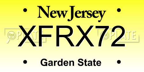 XFRX72 New Jersey License Plate